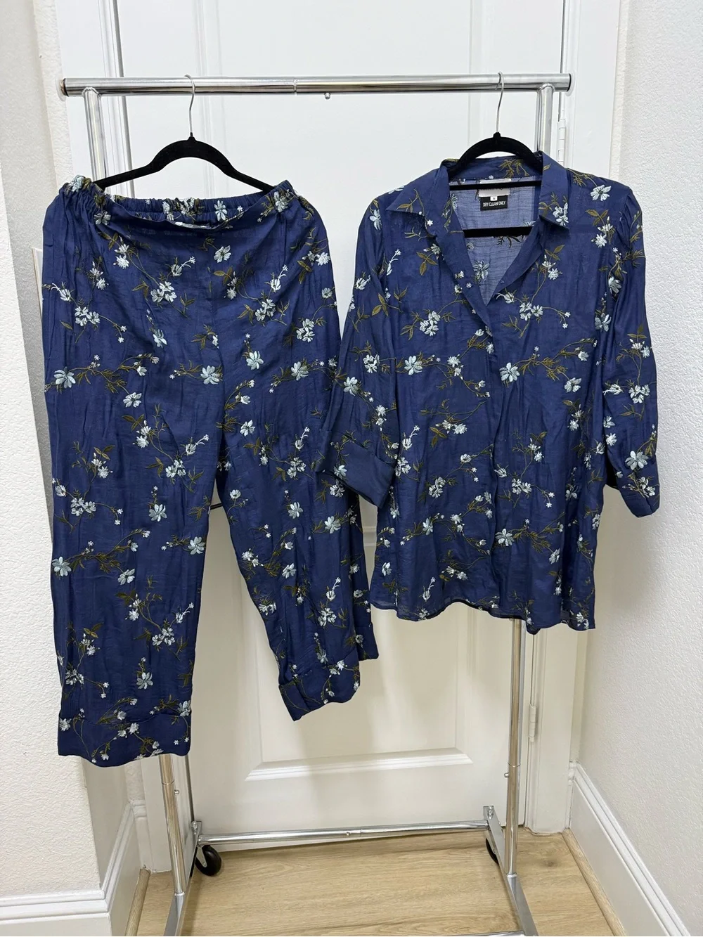 2pcs Floral threadwork Navy Button-Down Cordset Amna Iqbal